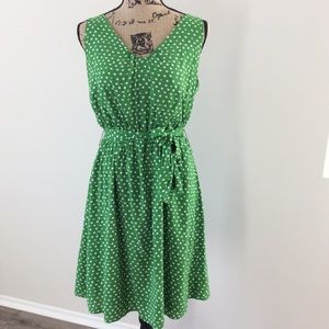 Green and white summer dress
